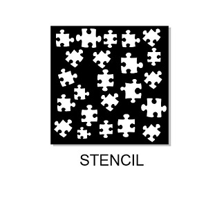 Jigsaw puzzle stencil sizes available via drop down box